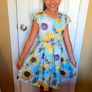 Bonnie Jean Sunflower Dress - Blue and Yellow